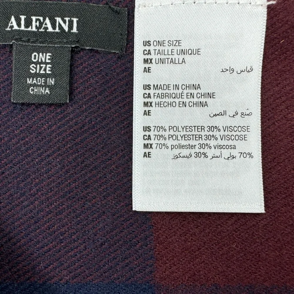 Alfani Mens Colorblocked Knit Scarf Navy Maroon OS